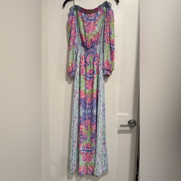LILLY PULITZER SIZE XXS BRIA MAXI Off The Shoulder DRESS *SHELLABRATION* RARE🦄 - Picture 2 of 5
